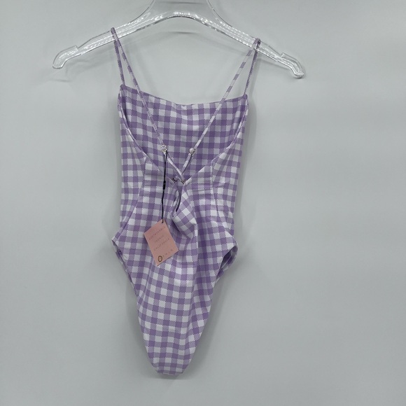 Skatie X amber fillerup Clark purple gingham print one piece swimsuit size Xs - Picture 3 of 8
